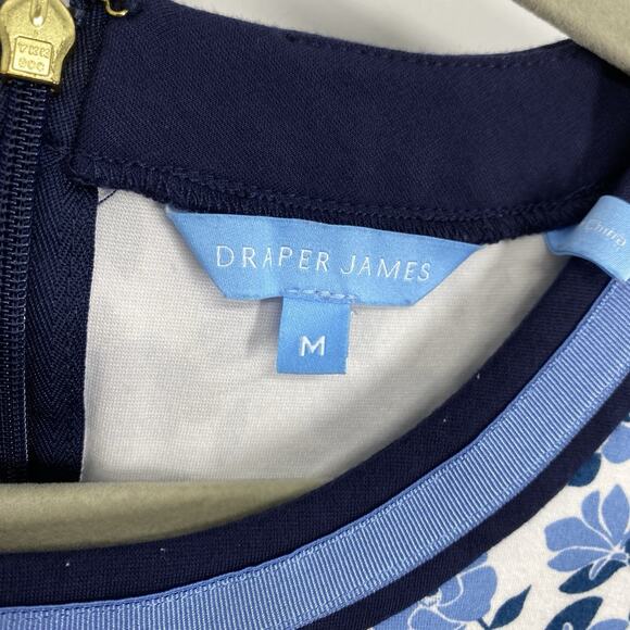 Draper James Persley Ponte Dress Size Medium Nassau Navy Blue Pattern A line - Picture 12 of 12